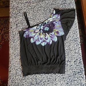 Vintage Y2K Top Floral Blouse iZ Byer Size M 2000s Whimsygoth Indie Whimsigoth